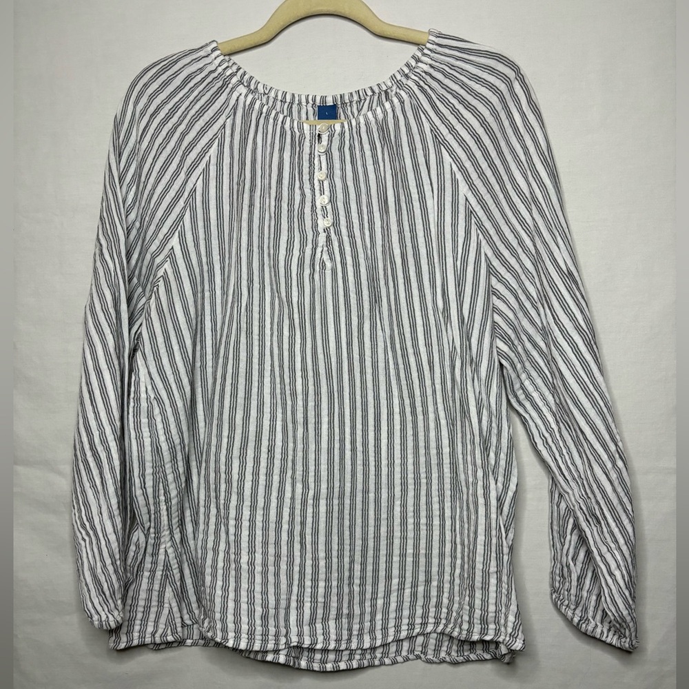 Old Navy White and Gray Striped Blouse